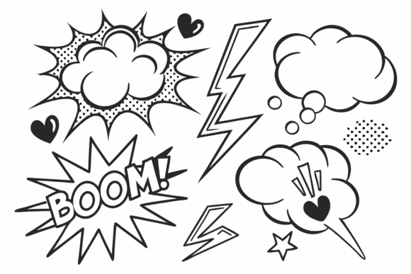 Comic Book Elements Speech Bubbles Review