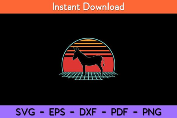 Donkey Retro Vintage 80s Style Animal