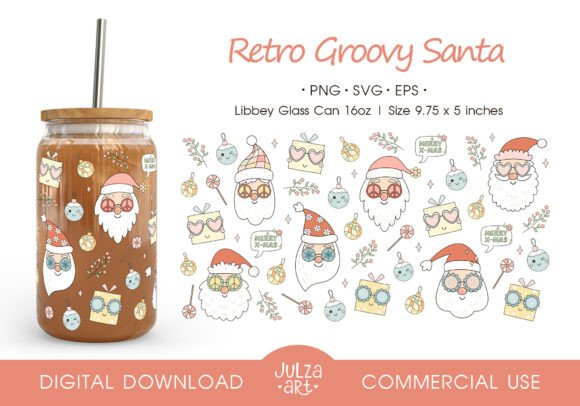 Retro Christmas Glass Can Wrap PNG Review