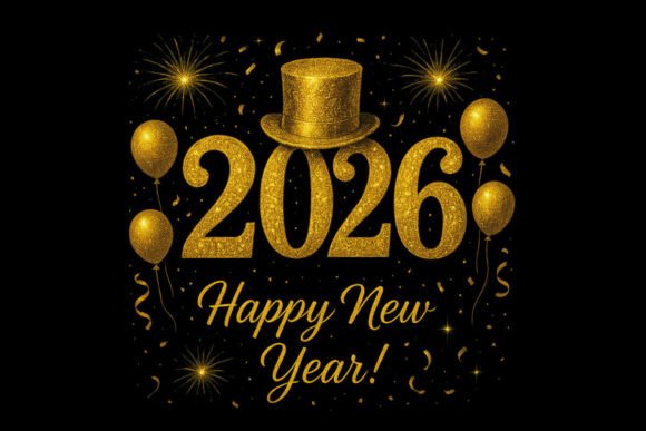 Retro Gold Glitter Happy New Year 2026 Review