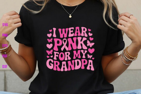 Retro I Wear Pink for My Grandpa SVG PNG