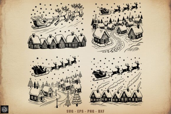 Review: Christmas Santa Flying Village SVG